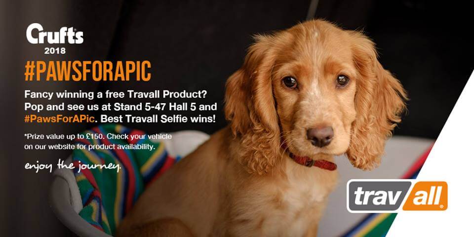 Crufts Competition 2018 win Travall products #pawsforapic