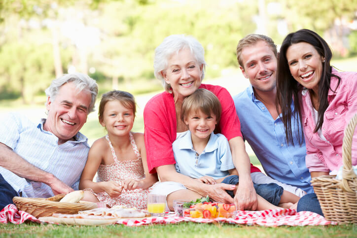 Multi Generation Family Enjoying Picnic Together 