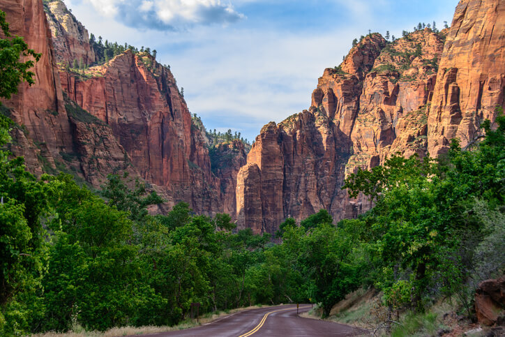 Winding road in Zion National Park, Utah, United States