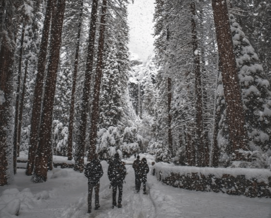 hiking in snow