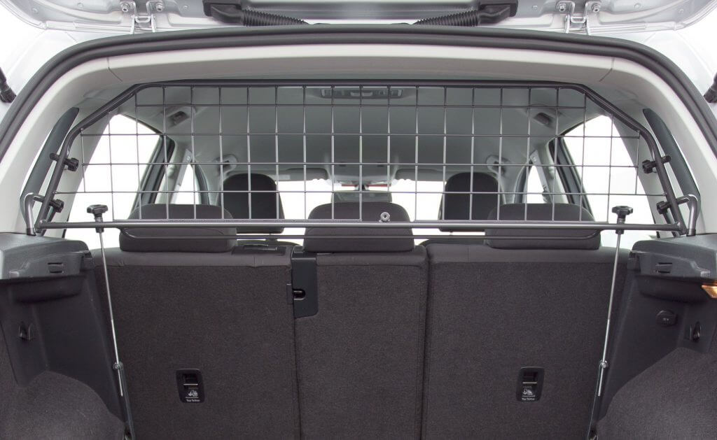 Rear view of the Travall Guard fitted inside a Buick Envision. 